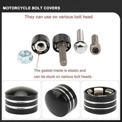 10pcs Motorcycle Bolt Covers Engine Color: Black fit 9.5-12mm BoltSize: Middle