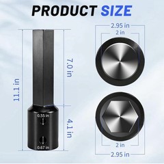 2″ Male Round to 2″ Female Hex Auger Drive Adapter for Post Hole Digger 11.1″