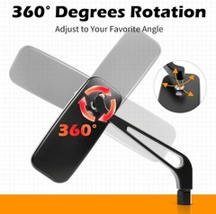 8mm/10mm Black Rectangle Motorcycle Rear view Side Mirrors compatible with Cruis