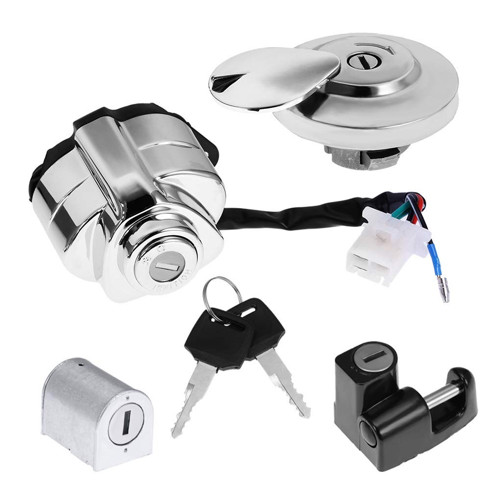 Ignition Switch Gas, Cap Helmet Steering Lock Key Set for Honda Shadow VLX VT