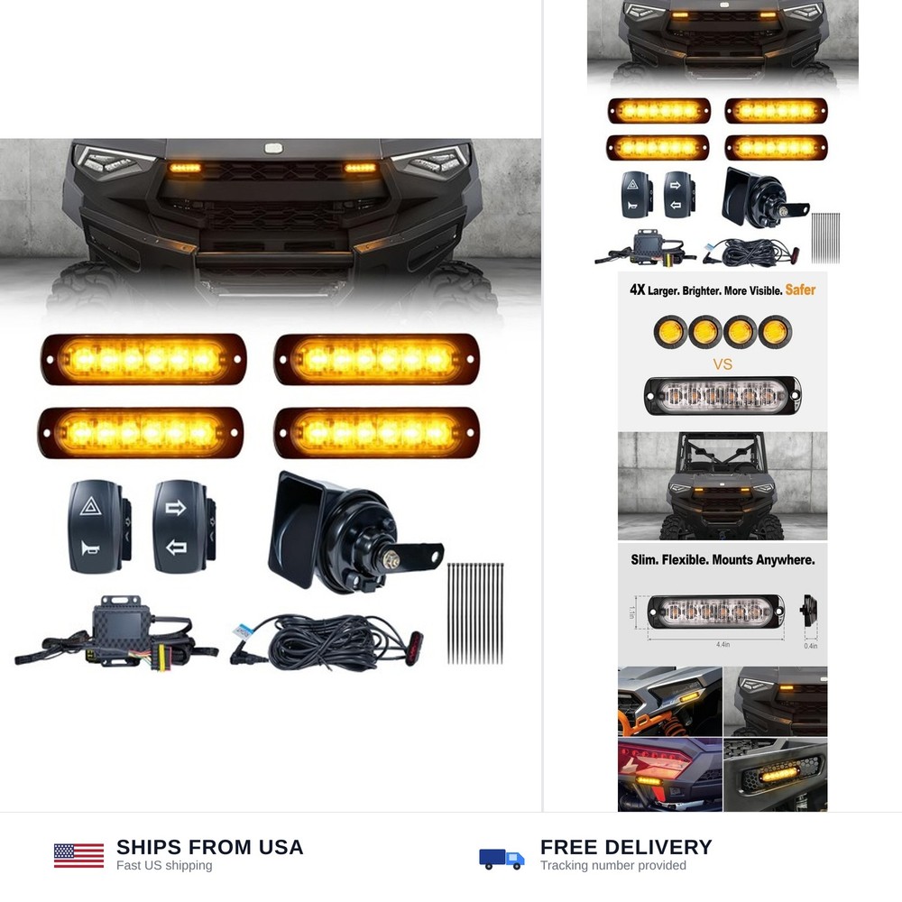 UTV Turn Signal Kit with 110dB Horn, Plug and Play, Pre-Wired UTV ATV Blinker…