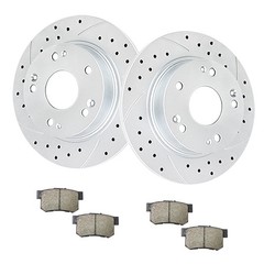 Rear Brake Kit Drilled Slotted Rotors Ceramic Pads 10.24 Inch 260mm