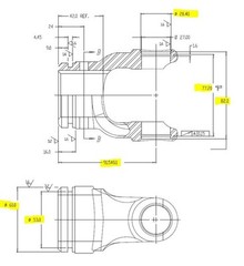 Replacement TARTER Series 4 PTO Yoke connect to OUTER tube & U-Joint 23-043K