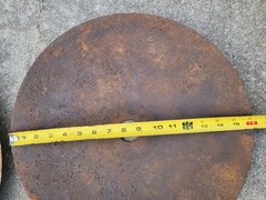 3 Vintage Disc Blades 16″ inch, Hole 1-1/2″ Steampunk Industrial Farm Implement