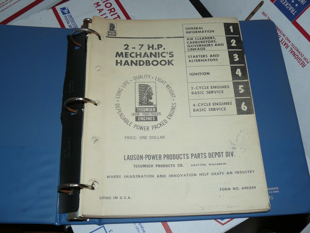 Lauson-Power Products Parts Depot Mechanics Handbook 2 -7 HP No. 690249