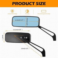 8Mm/10Mm Black Rectangle Motorcycle Rear View Side Mirrors Compatible with Honda