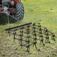 Drag Harrow 5×4.5Ft with 4Ft Chain 3/8” Tines for ATV UTV Lawn Tractor Leveling