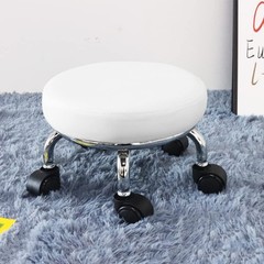 Modern Roller Seat PU Leather Low Round Rolling Stool 360° Swivel Small Seat …
