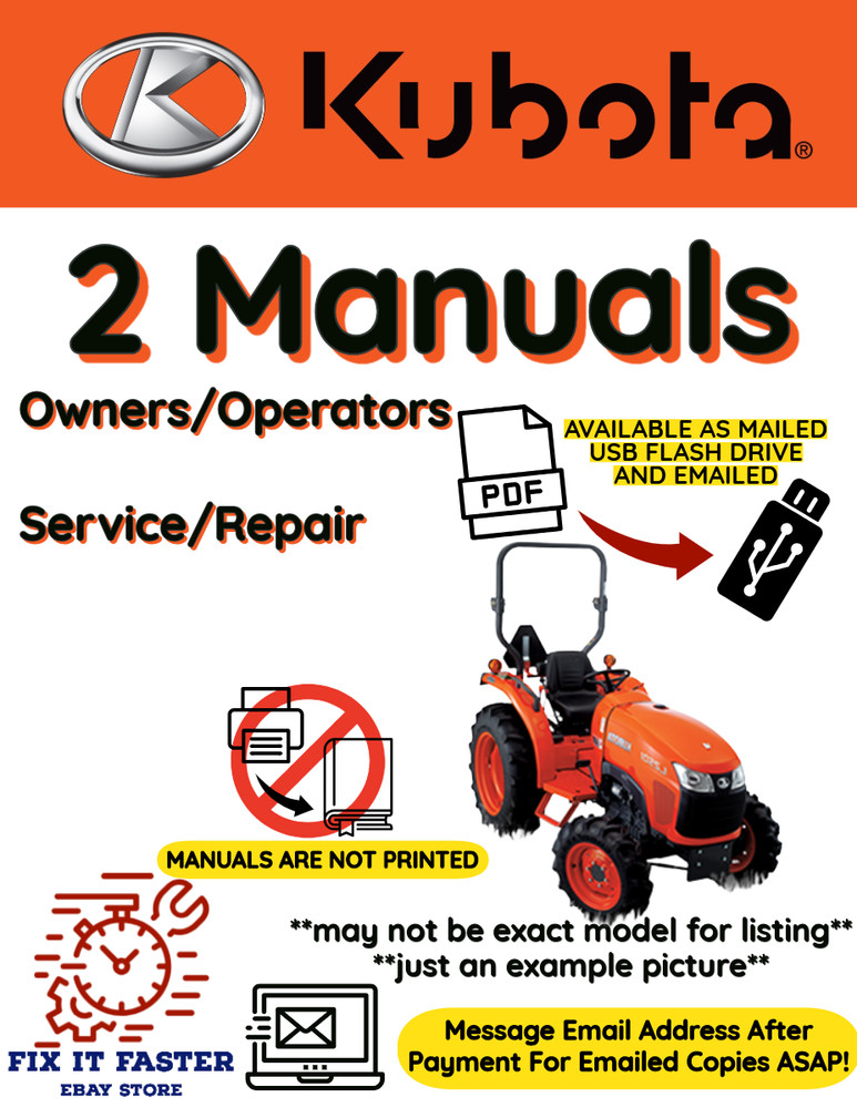 KUBOTA TRACTOR L4330 OPERATOR SERVICE SHOP MANUAL PDF ON USB NOT PRINTED