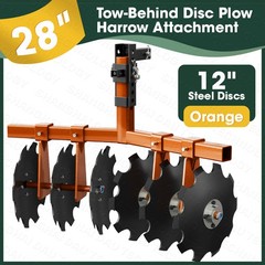 28″ Tractor Disc Plow Harrow with 2″ Receiver, Pull behind Tiller for ATV Orange