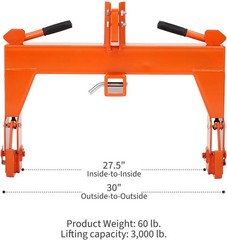 3000 LBS Steel 3 Point Quick Hitch W/ 2″ Receiver Hitch For Cat 1 & 2 Tractors
