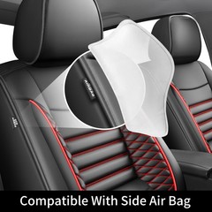 Hyundai Elantra 2017-2026 Car Seat Covers Waterproof Leather Airbag Black+Red 2P