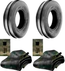 TWO 600-16 TRACTOR TIRES THREE RIB W/TUBES F2 TRI RIB 6.00 16 3 RIB