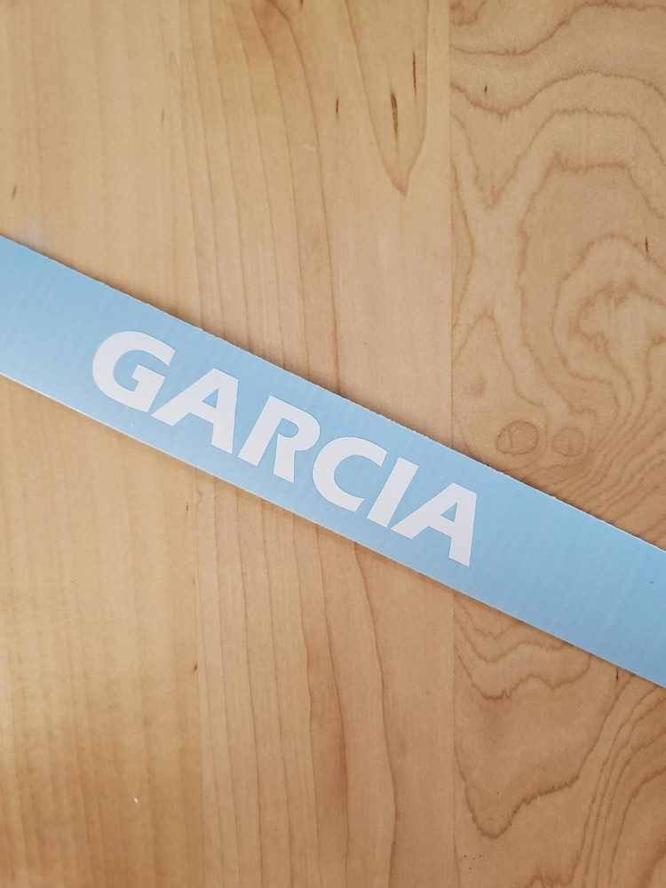 GARCIA Last name decal sticker vinyl (2) PAIR Gloss WHITE 8″ FAST USA