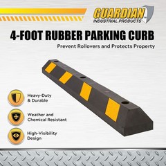 Guardian Parking Stop, 4Ft Rubber Curb with Mounting Holes, Black/Yellow, 2 Pack