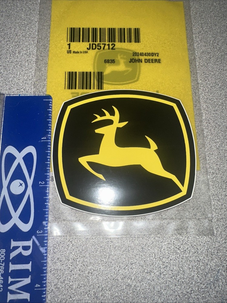 New John Deere Black & Yellow Logo Decal Approx 3” X 2.5” JD5712