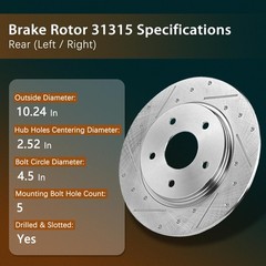 Rear 10.24″ (260mm) Drilled and Slotted Brake Kit Compatible with 2004-2008 Acur