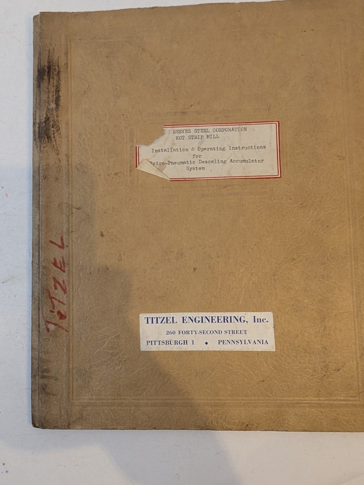 Reeves Steel Corporation Hot Strip Mill Installation & Operating Instruction VTG