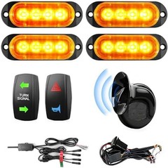 YUDE ATV SXS UTV Turn Signal Kit with 110dB Horn,Pre-Wired,Plug and Play | Bl…
