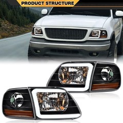 LED DRL Lightning Style Headlights Corner Lights for F150 Expedition 1997-2002