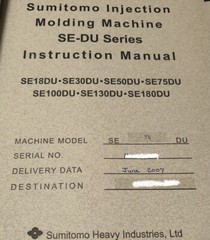 Sumitomo Injection Molding Machine Instruction Manual SE75DU