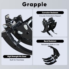 Heavy Duty Mini Excavator Wood Grapple Attachment Fits 0.8-1.5 Ton Mini Digger