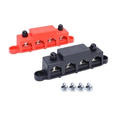 Red & Black 5/16″ 4 Stud Power and Ground Distribution Block with Cover