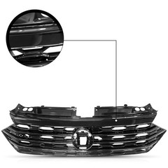 Front Honeycomb Grille Matte Black Glossy Black Trim for 2019-2020 VW Jetta GLI