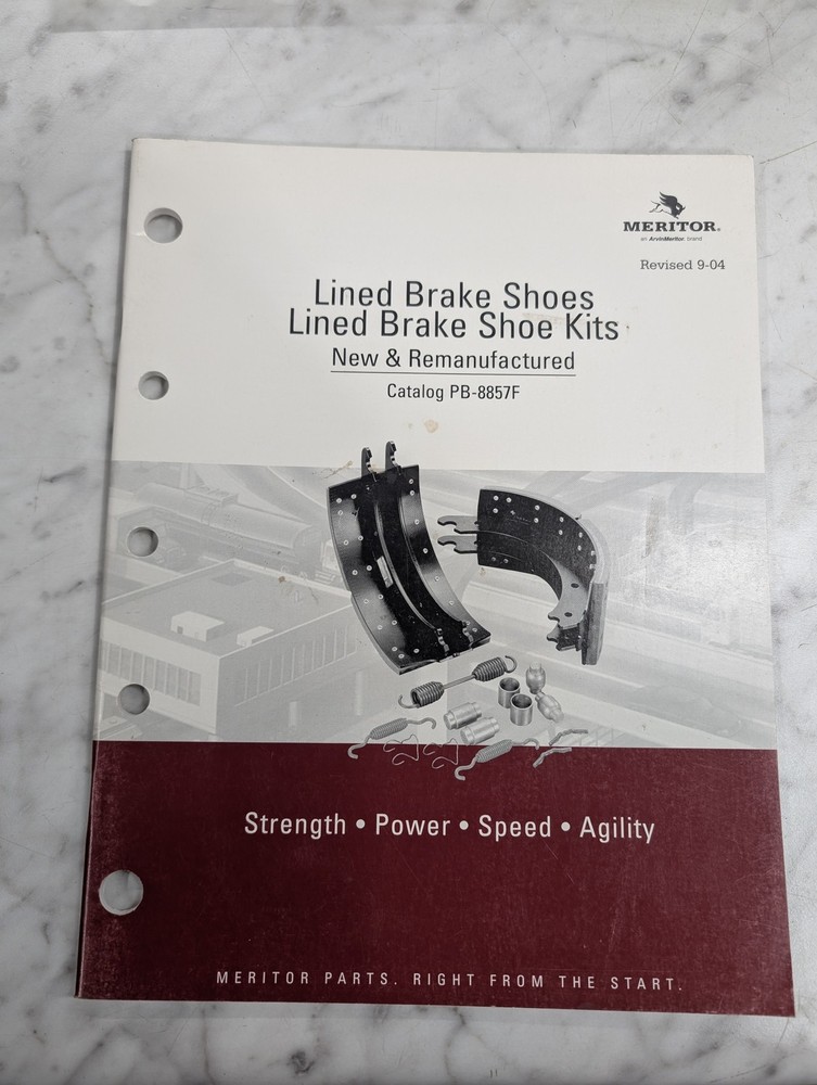 MERITOR LINED BRAKE SHOES KITS CATALOG PB-8857F 2004 TRUCK SALES BROCHURE