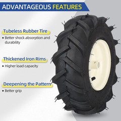 GICOOL 13×5.00-6″ Tiller Tire and Wheel, 【3/4″ 13×5.00-6 (3/4″ Alxe ), Gray