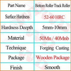 4PCs Black Bottom Roller For Bobcat Mini Track Loaders MT50 MT52 MT55 MT85