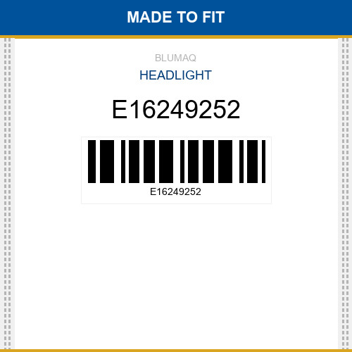 E16249252 Headlight Made to fit