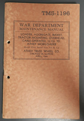 TM5-1196 Maintenance Manual War Department Book Loader Aggregate Bucket 1944