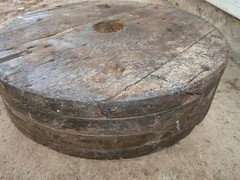 c. Old Wood Pulley Belt Industrial 15 1/4 x 3 15/16 Inches Many Photos