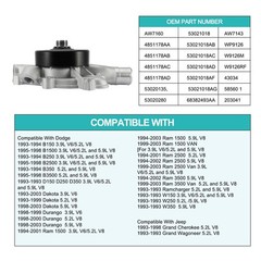 AULINK AW7160 Water Pump For Dodge B150 B250 B2500 B1500 Ram 1500 2500 3500 |…