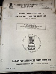 1967 Tecumseh ENGINE PARTS MASTER PRICE LIST LAUSON POWER PRODUCTS PARTS DEPOT