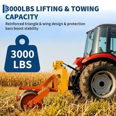 3 Point Quick Hitch for Cat 1 Tractors Attachments W/ 2″ Receiver Hitch 3000 LBS