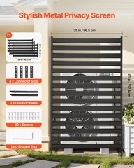 Metal Privacy Screen, 38″ W x 60″ H Freestanding Modern Privacy Fence, Garden Di
