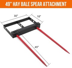 Garvee 4000BLS Universal Hay Bale Spear Tractor Bucket Spike Forks w 2pcs Spears