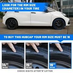 16 Inch Black Matte Hubcaps Set of 4 ABS Universal Wheel Rim Covers 5084