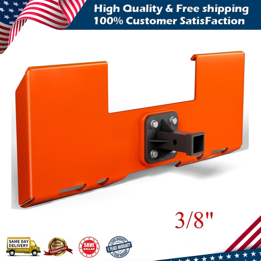 3/8″ Thick Skid Steer Mount Plate Quick Attach W/ 2″ Removable Hitch Orange