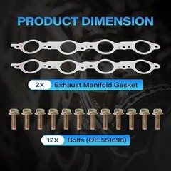 Multi-Layer Steel (MLS) Header Manifold Exhaust Gasket with Bolts Kit, Compatibl