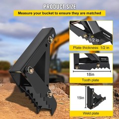 VEVOR 18″ Backhoe Thumb 1/2″ Steel Plate Excavator Universal Claw for Tractor