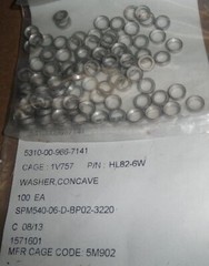 Qty. 100 HL82-6W Hi-Lok Concave Washer 5310-00-966-7141 Hi-Shear Aerospace Wa…