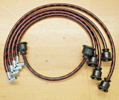 Ford 8N Black & Red Deluxe Cloth Spark Plug Wires Late Model 1950 51 52