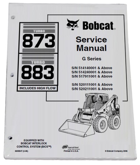 Bobcat 873, 883 Skid Steer Loader Service Manual Shop Repair Book 3 PN# 6900847