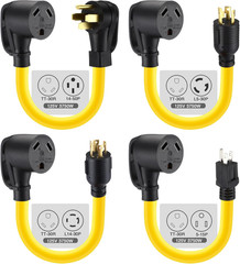 4 Pcs Rv Generator Adapter Cord Kit, 14-50P/5-15P/L14-30P/L5-30P to Tt-30R, 50A