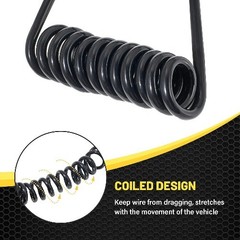 4 Way Flat Trailer Extension Coiled Cable 5 Feet 4 Pin Male and Female Wiring Ha