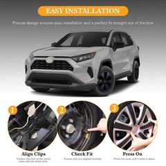 17 Inch Black Matte Hubcaps for Toyota RAV4 2019-2025 Snap-on Wheel Covers 4Pcs