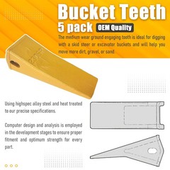 230SP Forged Backhoe Bucket Teeth w TF23P Flexpins for 23 230 Excavators -5 Pack